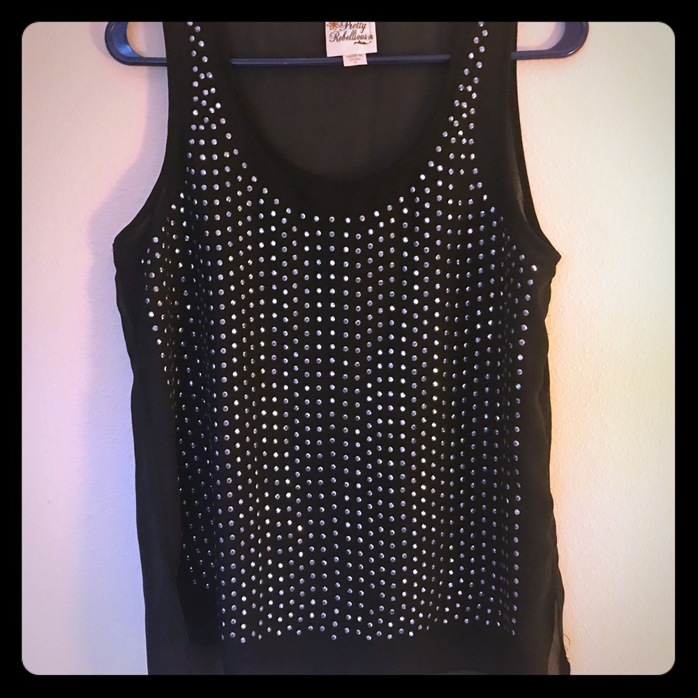 Pretty Rebellious Black Studded Tank Top